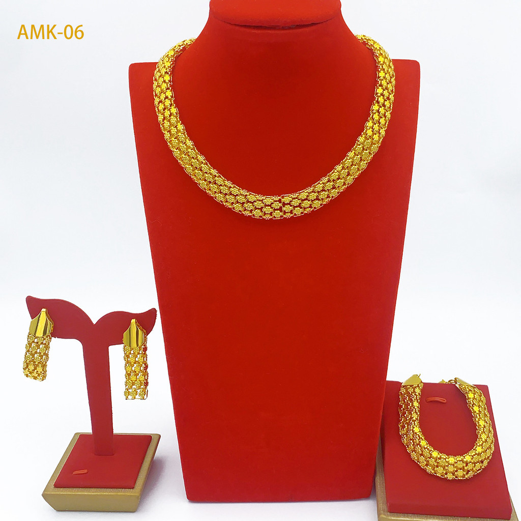 Arabia Nigeria Jewelry Line Design Jewelry All-Match ต่างหูต่างหูแหวนชุดเครื่องประดับ
