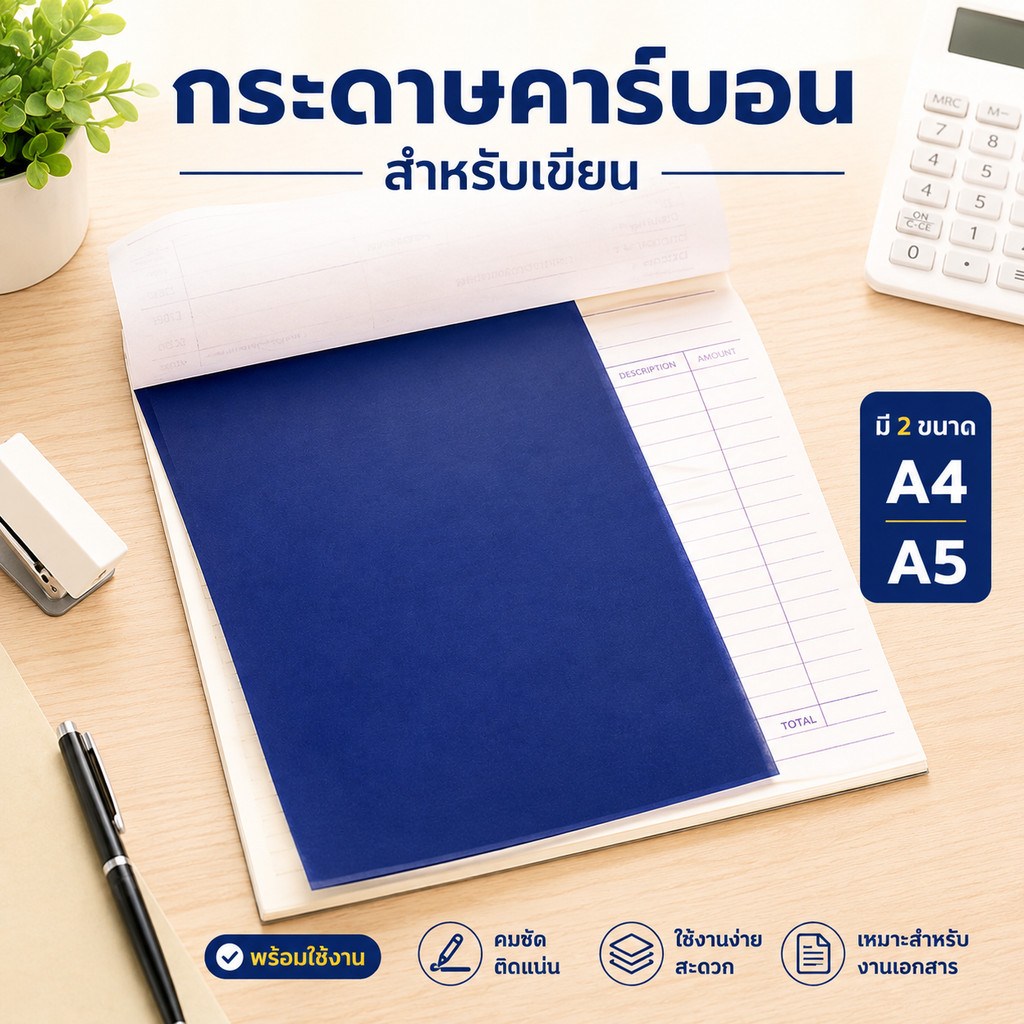 กระดาษคาร์บอน ขนาด 21x33 ซม. กระดาษก๊อปปี้ / copy (แบ่งขาย 5แผ่น/10แผ่น)
