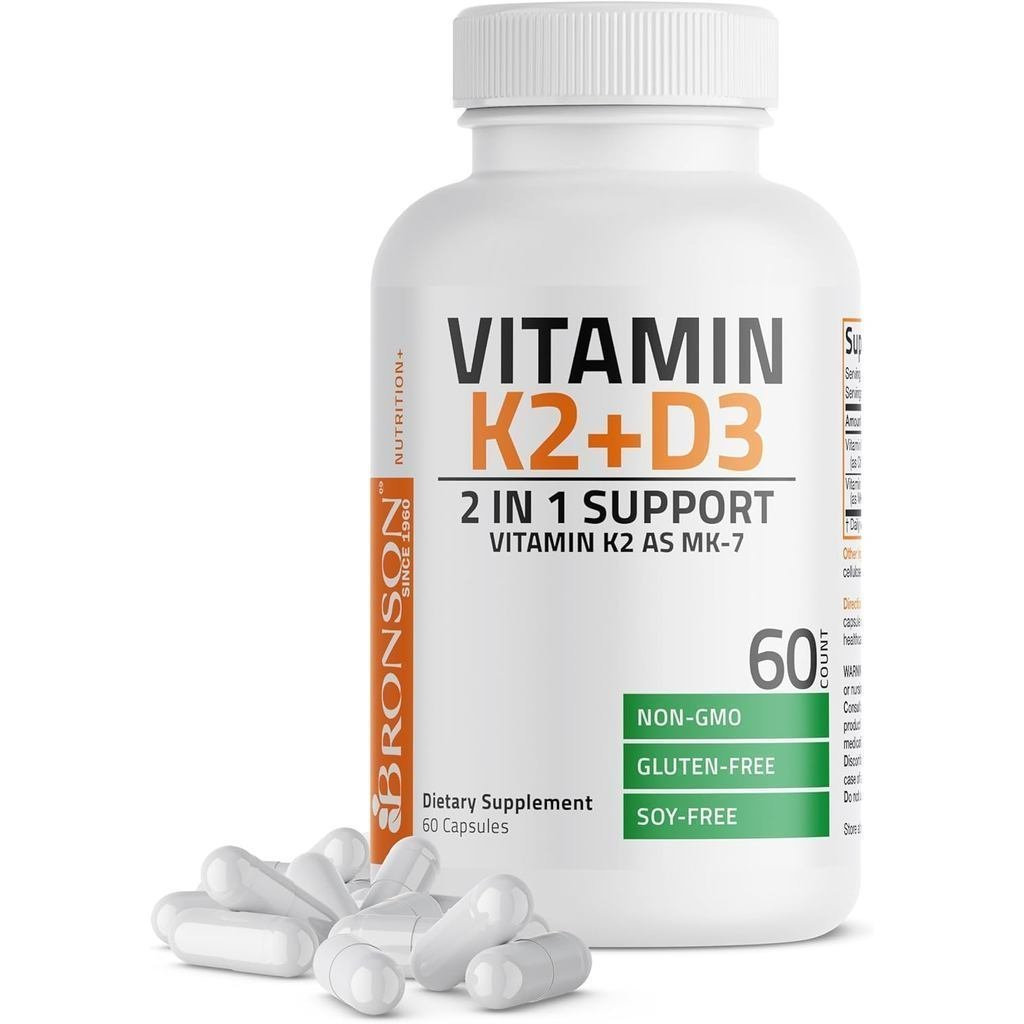 Bronson Vitamin K2D3(MK7) สูตรไม่ใช่จีเอ็มโอ วิตามิน D 35,000 International Units (125 Micrograms) แ