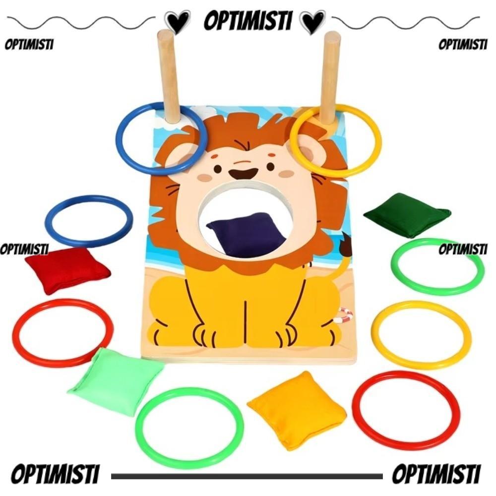 OPTIMISTI8E Sandbag Toss Game, ไม้พกพาโยน Bean Bag Ring Toss Game, 2 in 1 Funny Montessori Puzzle To