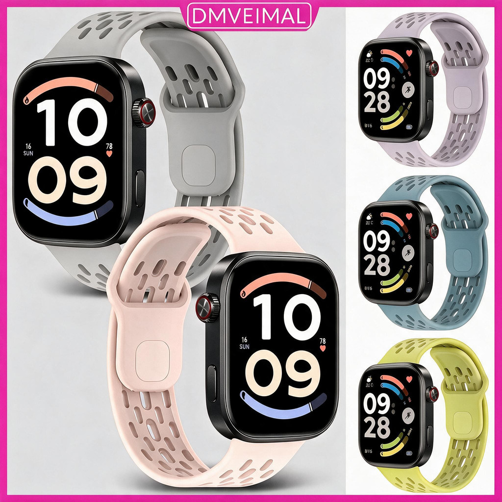 สายซิลิโคนกีฬาอ่อน for Smartwatch Redmi Watch 6 6 Active/Lite 5 4 / Xiaomi Mi Band 10 Pro/9 Pro /8 Pro