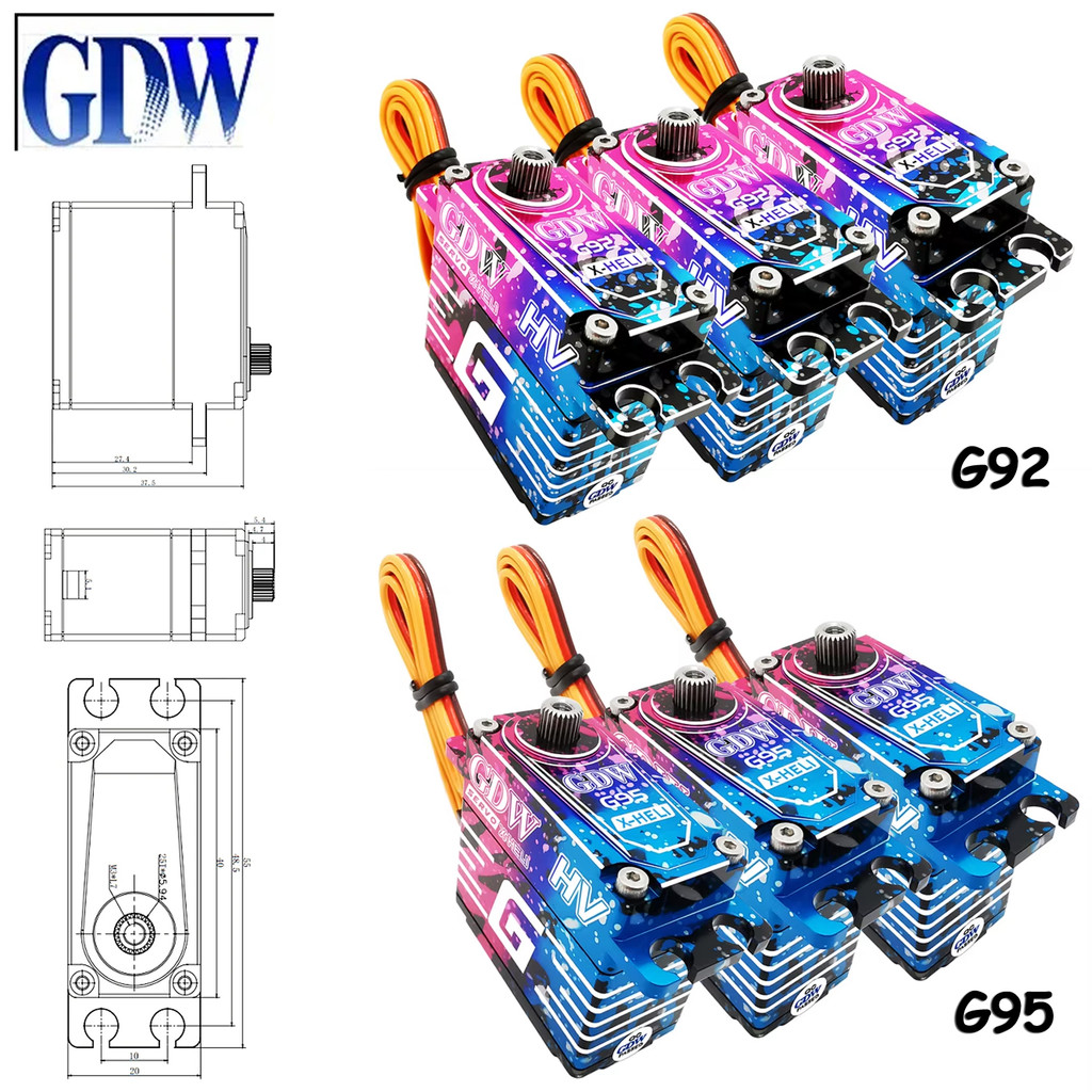 3PCS GDW G92 G95 43KG เกียร์เหล็กความเร็วสูงแบบไม่มีแปรง Digital Servo สําหรับ RC เฮลิคอปเตอร์ Tail-