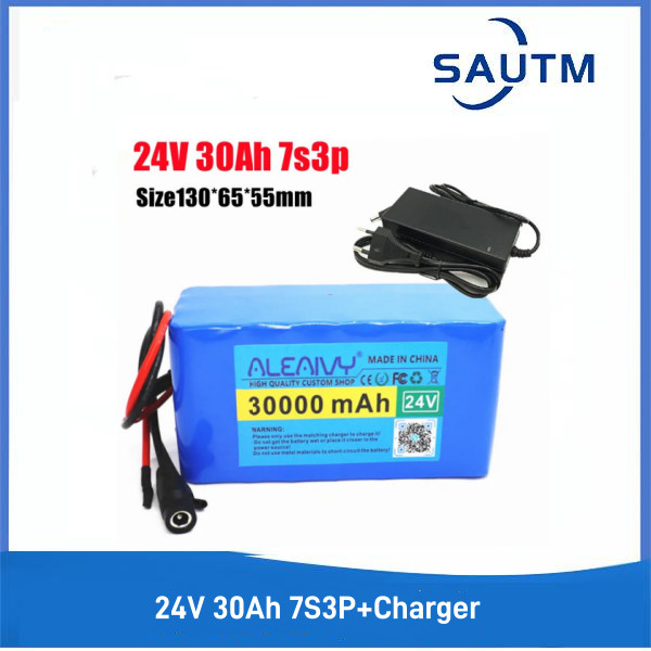 【7S3P】Aleaivy 24V 30Ah 7S3P 18650 แบตเตอรี่ลิเธียมไอออนแพ็ค 29.4V จักรยานไฟฟ้า พร้อมที่ชาร์จ 1A