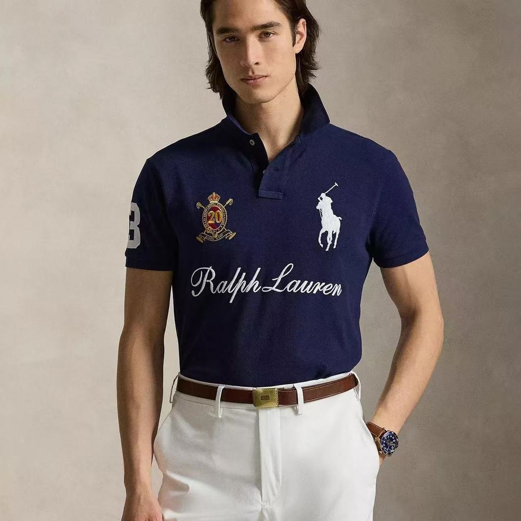 R RTZ3 RL Unisex BigPony 20th Anniversary Edition ป้ายดิจิตอล Polo ปัก POO เสื้อ
