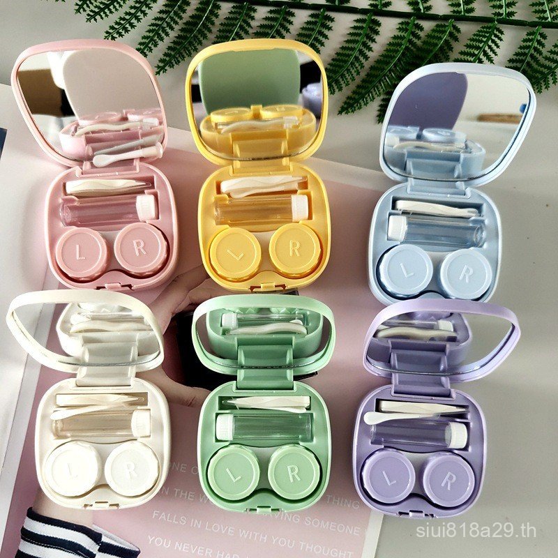 กล่องใส่คอนแทคเลนส์ Simple DIY Square Box Portable Cosmetic Contact Lens Box Companion Double Box กล