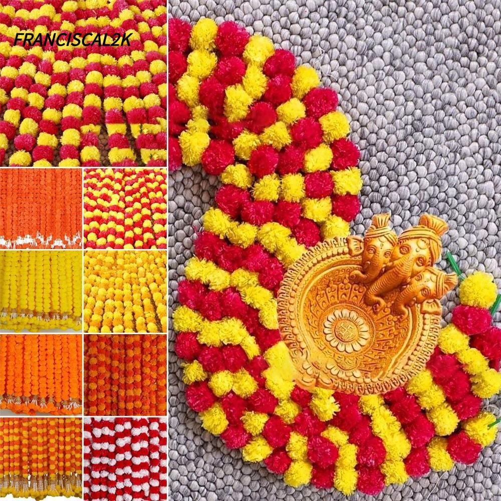 FRANCISCAL2K พวงมาลัยดาวเรือง​​, Indian Décor Long Strands ประดิษฐ์ Poija ดอกไม้ดาวเรือง​​, Pouja Di