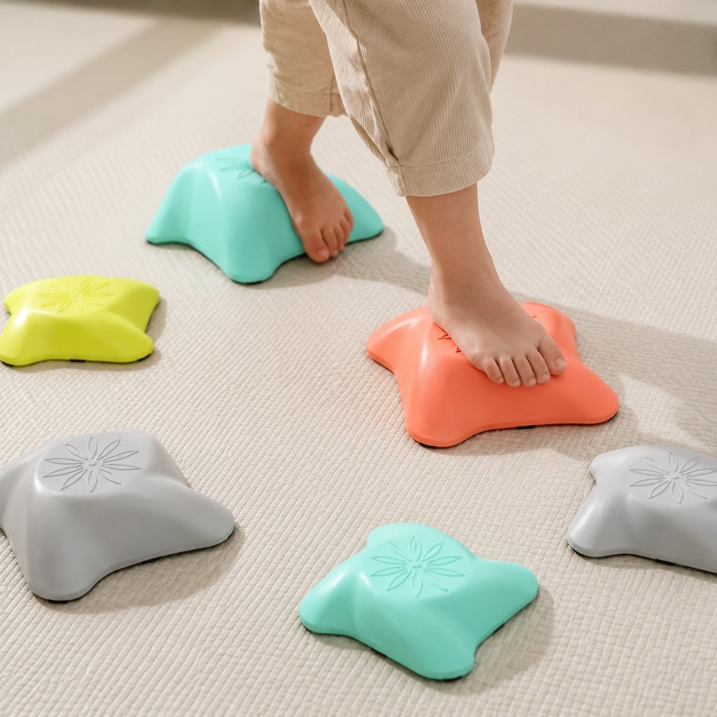 การฝึกอบรมทางประสาทสัมผัส Stepping Stone เด็กที่เป็นมิตรสมดุล Stepping Stone ที่มีรูปแบบนูนสมดุล Ste