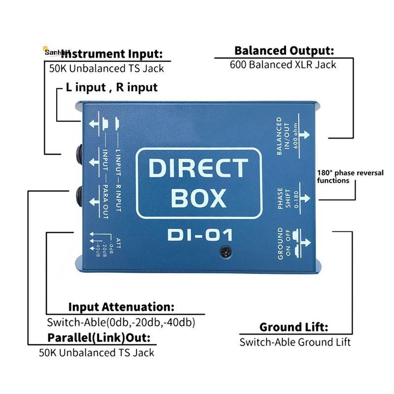 DI Box เครื่องแปลงสัญญาณที่ไม่สมดุล เอฟเฟกต์ DI Passive DI Box ฉีดโดยตรง