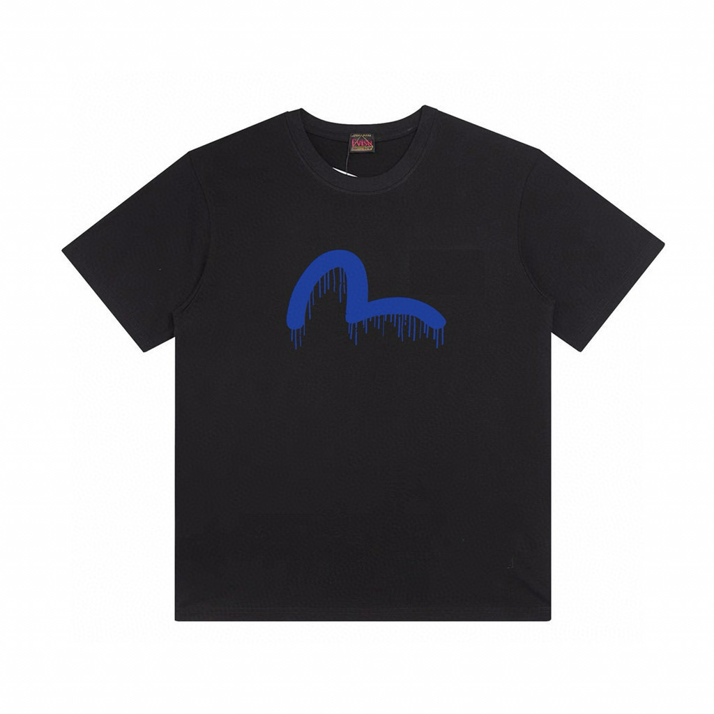EVISU/God of Fortune/2026 คลาสสิกรอบคอแขนสั้นเสื้อยืดผู้ชายผู้หญิงสไตล์ใหม่สบาย Slim-Fit Creative รอ