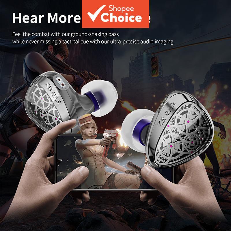 KBEAR Tourbillon Pro หูฟัง 10 มม.แบบไดนามิก IEM Pupeeddlc คอมโพสิตไดอะแฟรม HiFi สเตอริโอหูฟังแบบมีสายชุดหูฟังนักร้องผู้ที่ชื่นชอบเพลง 2Pin หูฟัง