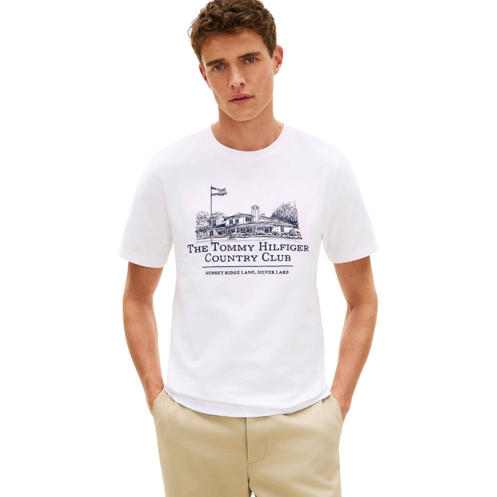 Tommy Hilfiger เสื้อยืด ผู้ชาย รุ่น MW0MW42390 YBR - สีขาว ทรง Regular — صورة 2