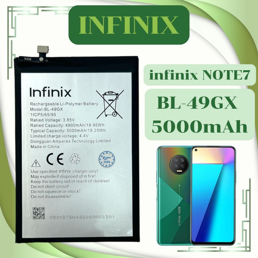 แบตเตอรี่ แท้ infinix Note 7 / Note 7 Lite X690 X690B BL 49GX 5000mAh จัดส่งทุกวัน