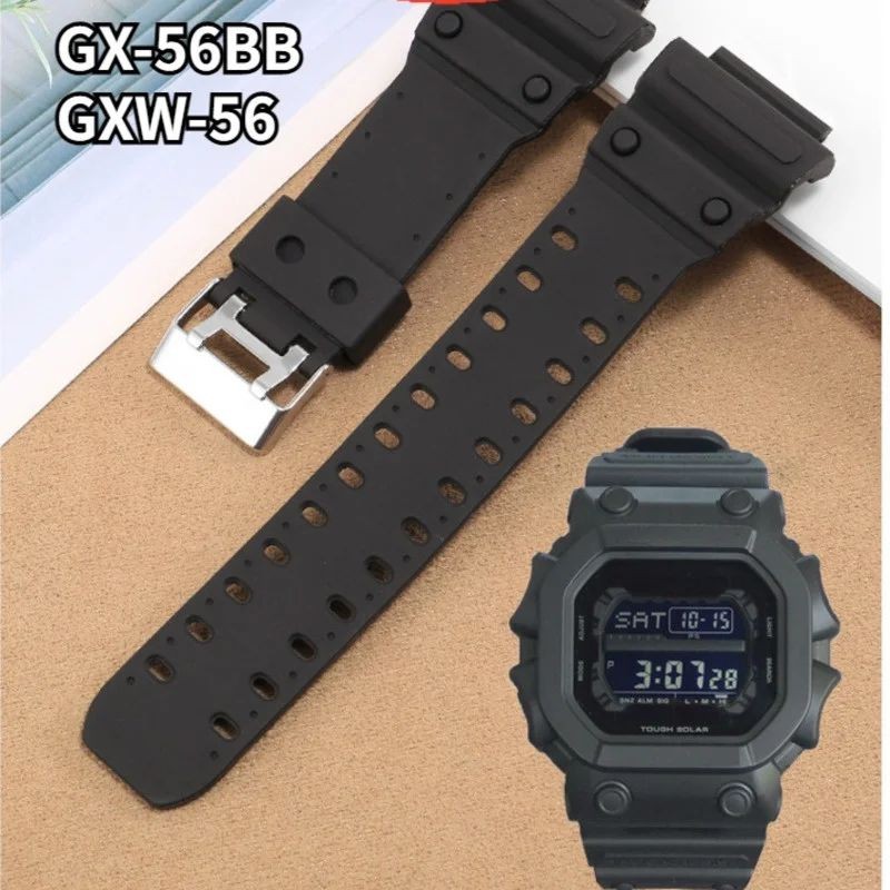 สายนาฬิกาซิลิโคนระบายอากาศสําหรับ G-shock GX-56BB GXW-56 GX56BB GXW56 เปลี่ยนสายนาฬิกา GNRR