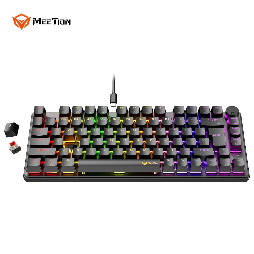 Meetion MK006Pro Red Switch Gaming Keyboard 75% Gamer Teclado Compact 80 คีย์ RGB Backlit คอมพิวเตอร