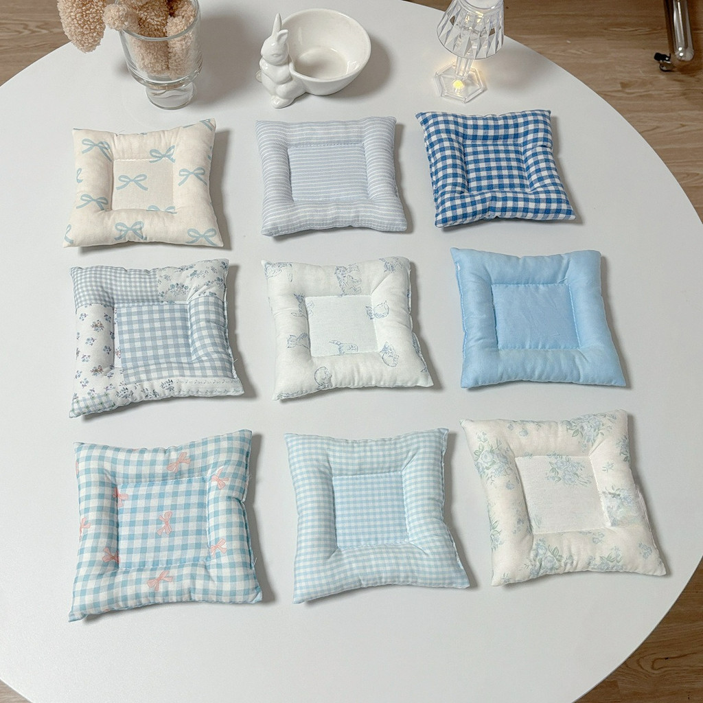 Blue Series Fresh Square Cotton-Filled รถไฟเหาะฉนวนกันความร้อน Quilted Placemat เสื่อห้องครัวการถ่ายภาพมัลติฟังก์ชั่นอุปกรณ์ประกอบฉาก