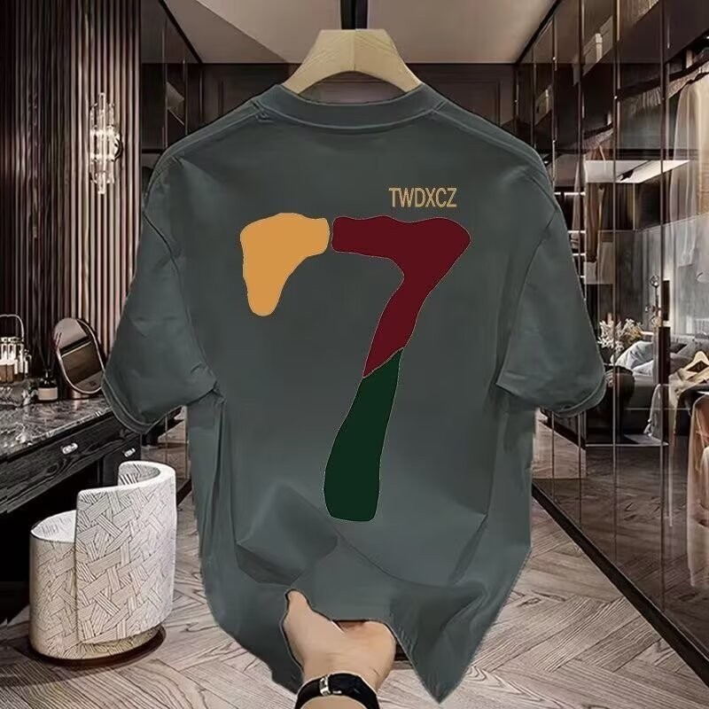 2025 NEW 2025 American Retro Heavyweight Short Sleeve T-Shirt Men Summer Trendy Brand High Street Nu