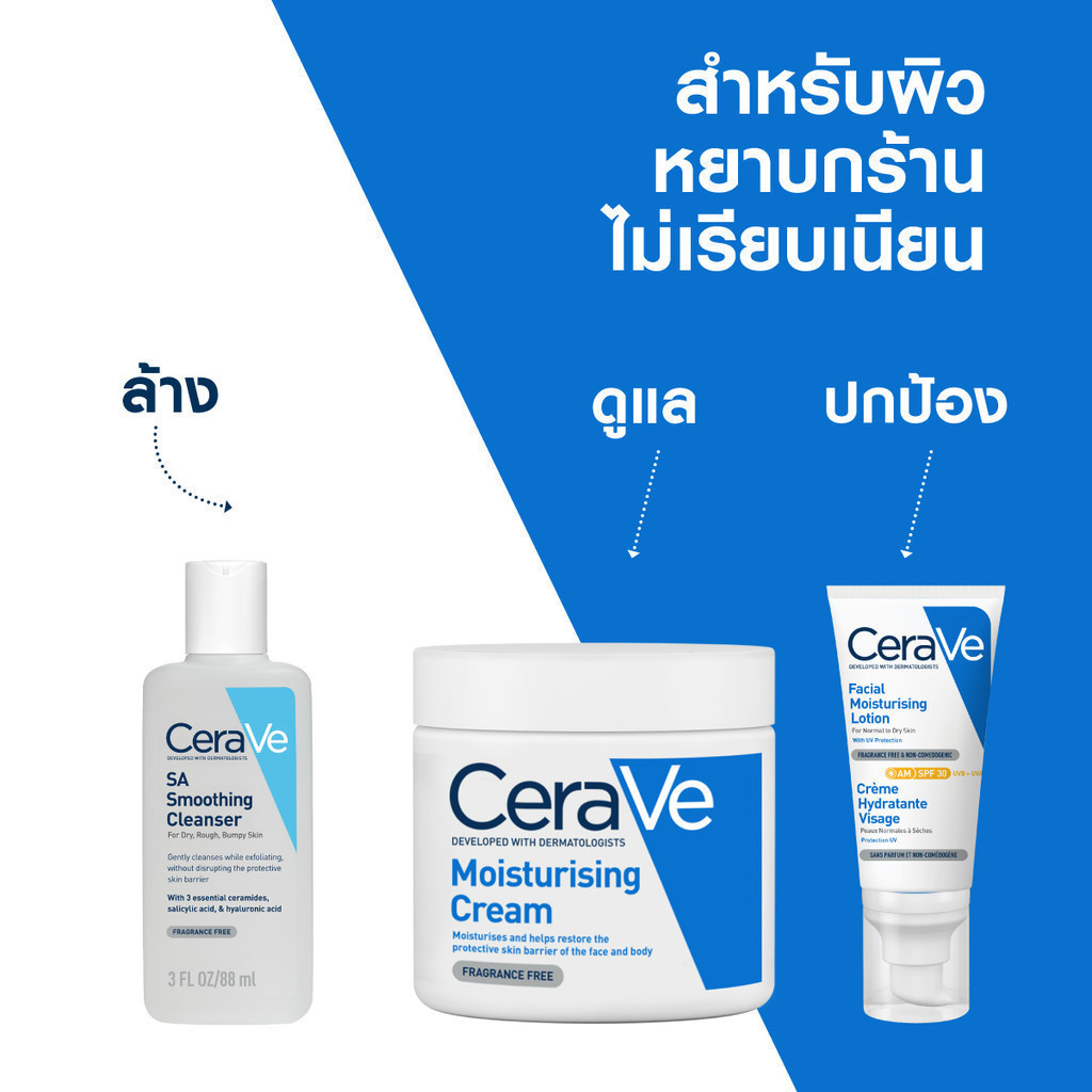 เซราวี CERAVE SA Smoothing Cleanser ผลิตภัณฑ์ทำความสะอาด สำหรับผิวหยาบกร้าน ไม่เรียบเนียน 88ml - 2