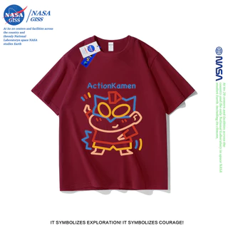 NASA เสื้อยืดชายหญิงแขนสั้น สตรีทฮิปฮอป summer เครยอนชินจัง พิมพ์ลาย คอตตอน คอกลม หลวมและระบายอากาศ