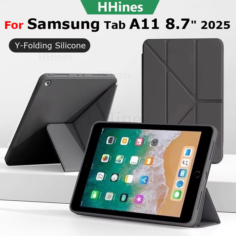 HHines สําหรับ Samsung Galaxy Tab A11 8.7 นิ้ว 2025 X133 X135 Tab A11 Plus 11 "2025 สมาร์ท Y-พับขาตั้ง Ultra-slim นุ่มกันกระแทกซิลิโคนเจลแท็บเล็ตปลอก