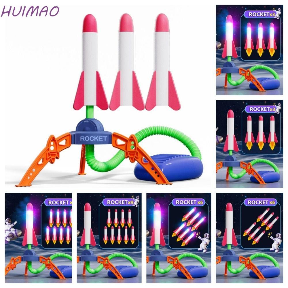 HUIMAO Stomp Rocket Toy, Foam Plastic Rocket Launcher, Creative Foot Pump Luminous Pressed Boys