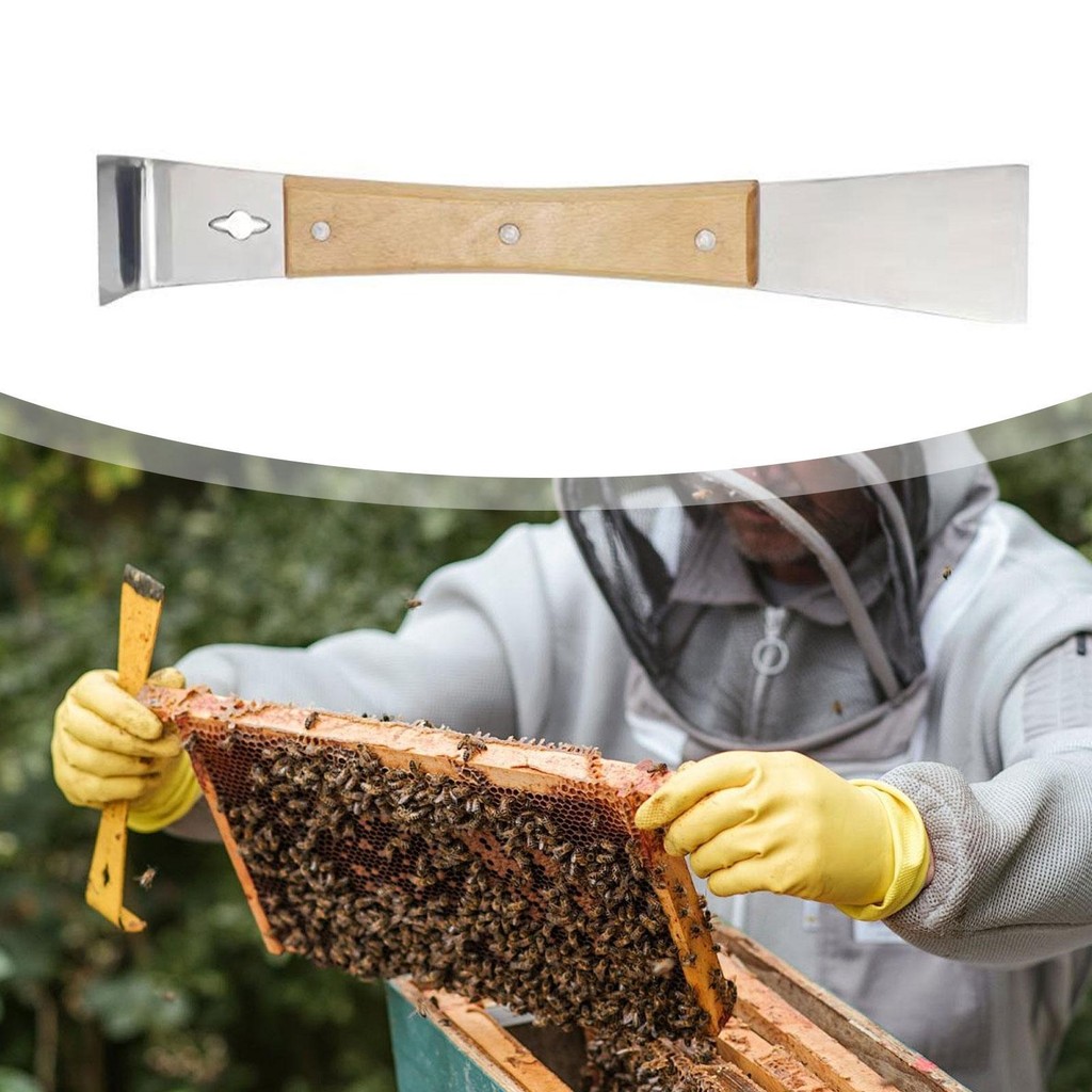 [Lszcx6l] สแตนเลส Hive Scraper เครื่องมือมัลติฟังก์ชั่ฟาร์ม Beekeeper เครื่องมือ Bee Hive มือเครื่อง