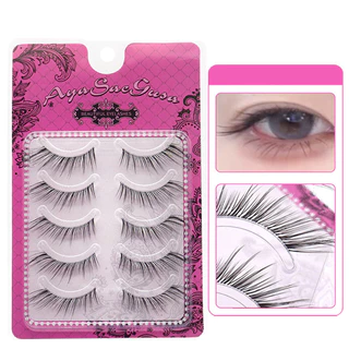 แต่งหน้าทุกวันตาโตธรรมชาติยาวFairy Fox EyeขนตาปลอมReusable Manga Lash Extension Cross V 5 คู่Wispy 3Dเกาหลี