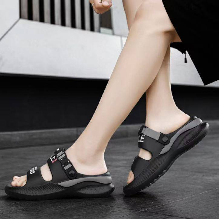 🍓EnJoy🍓พร้อมส่ง (LT-777) รองเท้าแตะแบบสวม คาดสาย ดีเทลลายเท่ๆ ใส่ได้ทั่งชายหยิง น้ำหนักเบาสบาย - รูปที่ 3