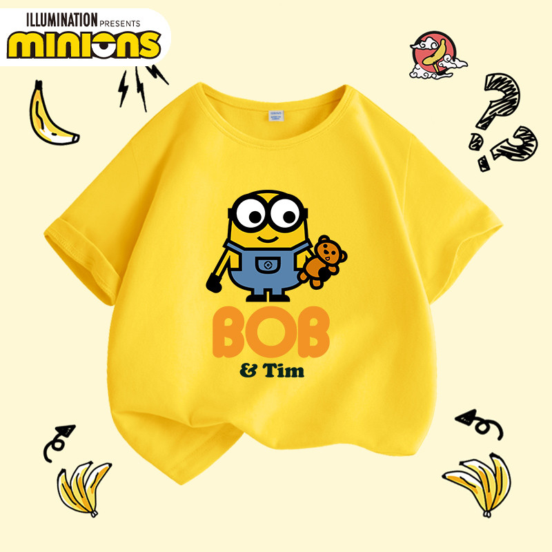 เสื้อยืดผ้าฝ้ายแขนสั้นสำหรับเด็กและผู้ใหญ่ ลายน่ารักจากอนิเมะ Despicable Me Minions