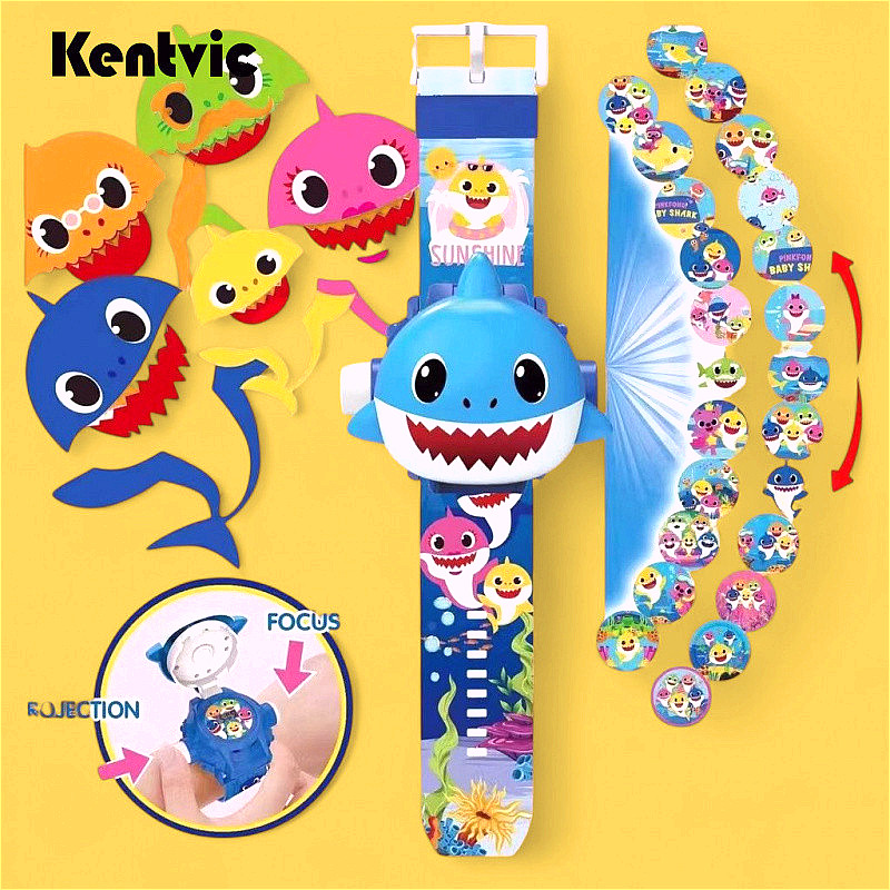 Baby Shark Kids Digital Watch 24 Image Projector Children Elephant Giraffe Dinosaur Toy Watch