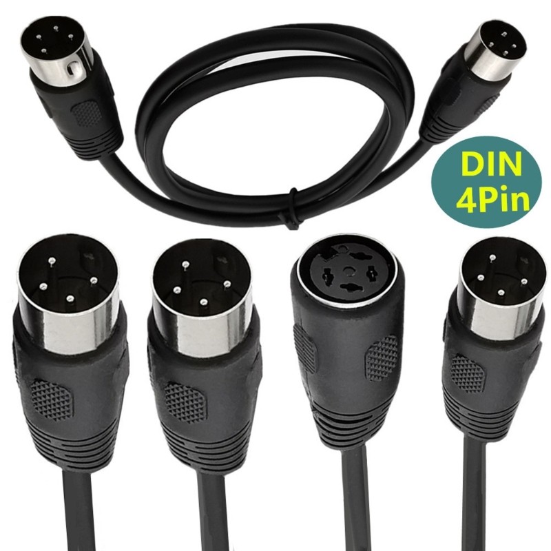 HIk 4 Pin DIN ชาย 4 Pin DIN ชายสําหรับ DVR Digital Video Recorder Connector สายแบบพกพาสีดํา