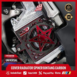 PARTZONE NSA COVER RADIATOR SPINER BINTANG CARBON SERIES VARIO PCX NMAX AEROX ADV LEXI STYLO Tutup Radiator Spinner Bintang Carbon Yamaha Honda 125/150/160 NSA PERFORMANCE Akrilik Aksesoris Motor - MERAH, VARIO 125/150