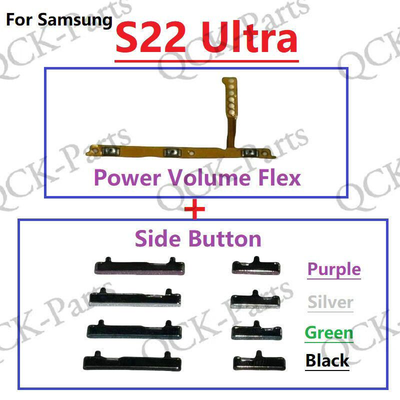 สําหรับ Samsung Galaxy S22 ปุ่มด้านข้างปริมาณ Ultra Power ปุ่ม Flex Cable Keys ปุ่มปิดระดับเสียงขึ้นลงด้านข้าง อะไหล่ทดแทน