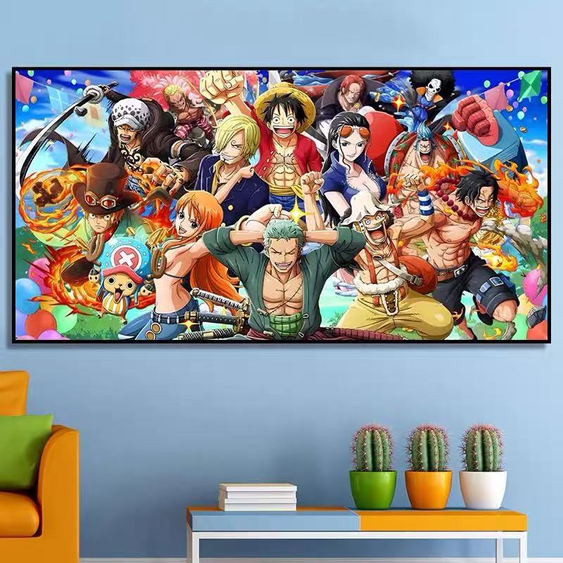 【140x70cm-11CT】ใหม่ครอสติชเลือดร้อนอะนิเมะ One Piece การ์ตูนแฮนด์เมดปัก