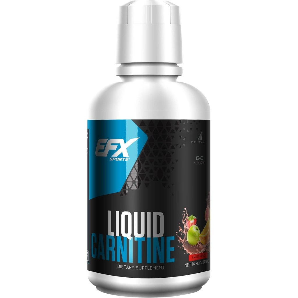 EFX Sports L-Carnitine Liquid 1500mg ปรับปรุงประสิทธิภาพและความแข็งแรง วิตามิน B5 (31 เสิร์ฟ, หมัดผล