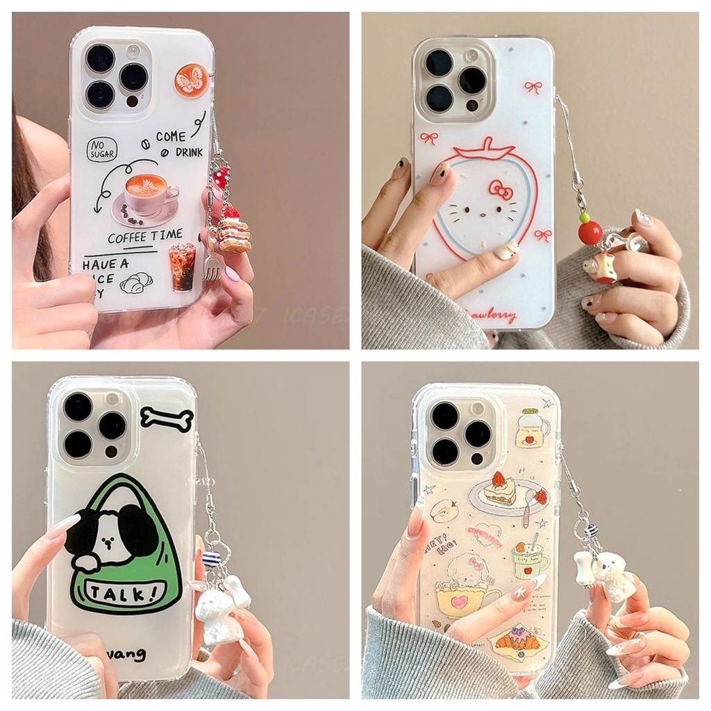 ขนมหวานกาแฟลูกสุนัขจี้ Apple iPhone 17 Air 16e 15 14 Plus 13 12 11 Pro Max เคสโทรศัพท์กันกระแทก