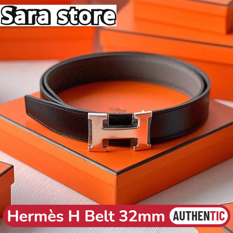 แอร์เมส Hermes H belt buckle & Reversible leather strap 32 mm เข็มขัดบุรุษ Full set