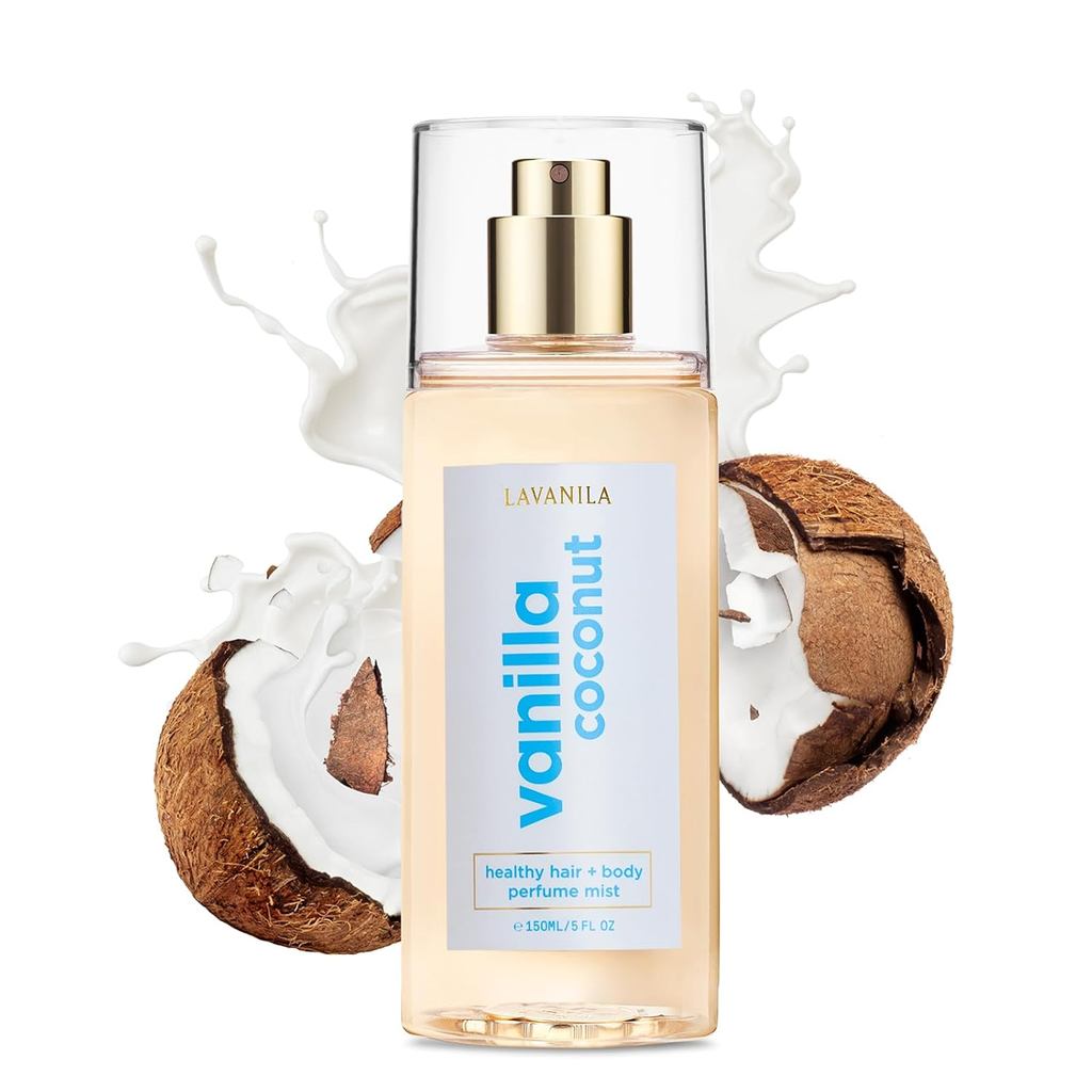 LAVANILA Coconut Healthy Hair + Body Perfume Mist, 5 ชั้น Oz - สเปรย์น้ําหอมหวานและเขตร้อนสูตรด้วยน้