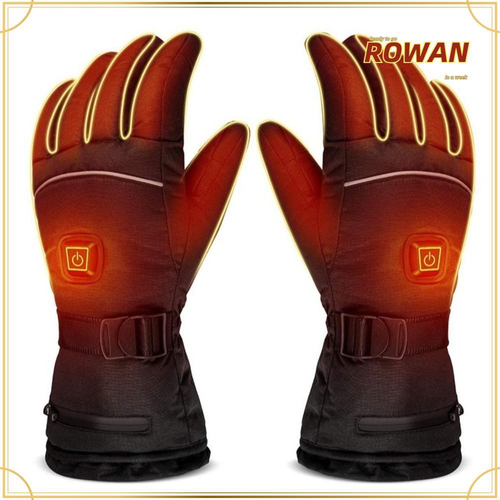 โรวัน ถุงมืออุ่น,หน้าจอสัมผัสกันน้ําไฟฟ้าถุงมือความร้อน,สีดํามืออุ่น กันลม ลื่นสโนว์บอร์ดถุงมือสกีขี่จักรยานตกปลา นักขี่จักรยาน