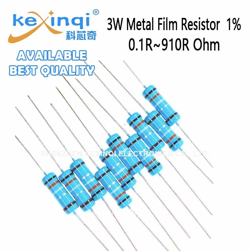 (10 ชิ้น) 3W ตัวต้านทานฟิล์มโลหะ 1% 0.1R 910R 0.22R 0.5R 0.68R 4.7R 2.2R 10R 22R 47R 100R 470R 680R Ohm Resistance