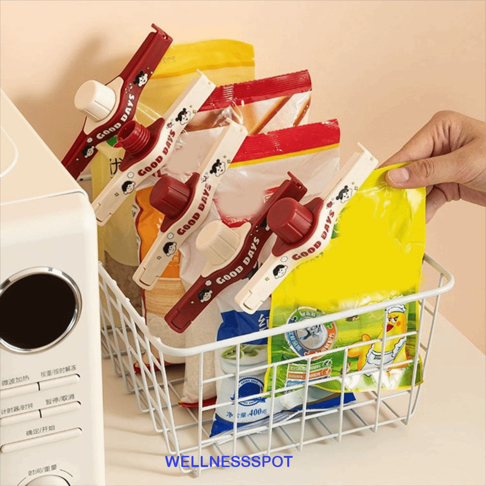 WELLNESSSPOT 10 ชิ้นสกรูฝาปิดคลิปปิดผนึก,พลาสติกปรับถุงอาหารคลิป,การ์ตูนควบคุมกลิ่นอเนกประสงค์พร้อมเทพวยเครื่องเทศฝาโถหอ