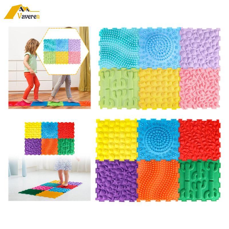 [Vaveren] 6x นวด Sensory Puzzle Play Mats ทําความสะอาดง่ายเด็กบ้านเด็กเกม Sensory Room Items ปริศนาพ