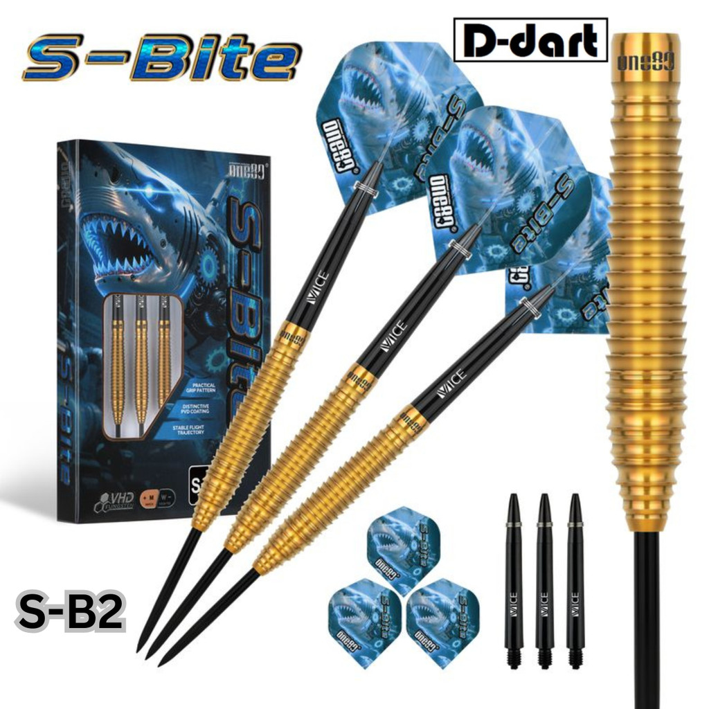 ONE80 STEEL TIP DARTS - 22G/24G S-BITE (S-B2) 90% VHD TUNGSTEN DART SET STEEL DART
