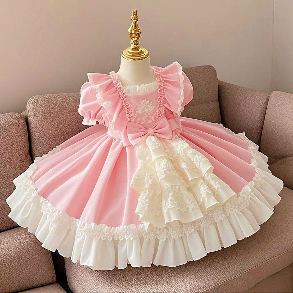 ชุดเจ้าหญิงสีชมพู สไตล์โลลิตา สำหรับวันเกิดของเด็กหญิงในฤดูร้อน