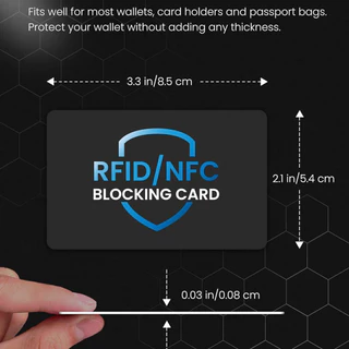 การ์ดปิดกั้น RFID 6 แพ็ค, ตัวป้องกันบัตรเครดิตธนาคารเดบิต, ตัวบล็อก เอ็นเอฟซี ไร้สัมผัสป้องกันการโจรกรรม, การป้องกันกระเป๋าประ