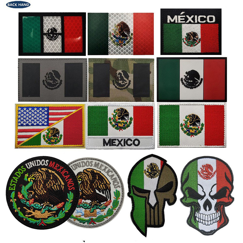 Spot Goods#Haike Outdoor In-Stock Skull Mexico Mexican Embroidered Patch Armband Velcro Bag Patch101