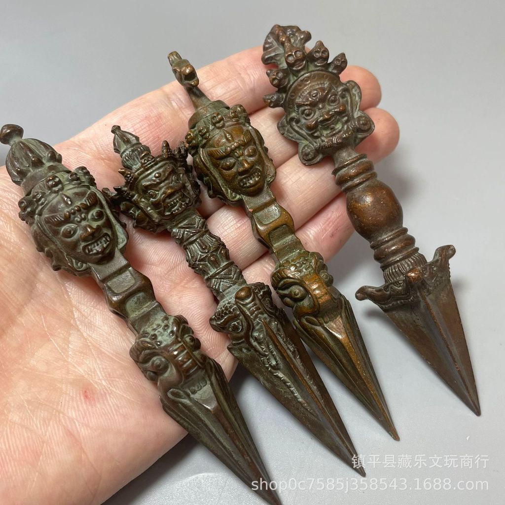 [จัดส่งด่วน] เนปาลทิเบต Vajra สามด้าน Puba Vajra Vajra Vajra Vajra Demon Pestle Feng Shui เครื่องประ