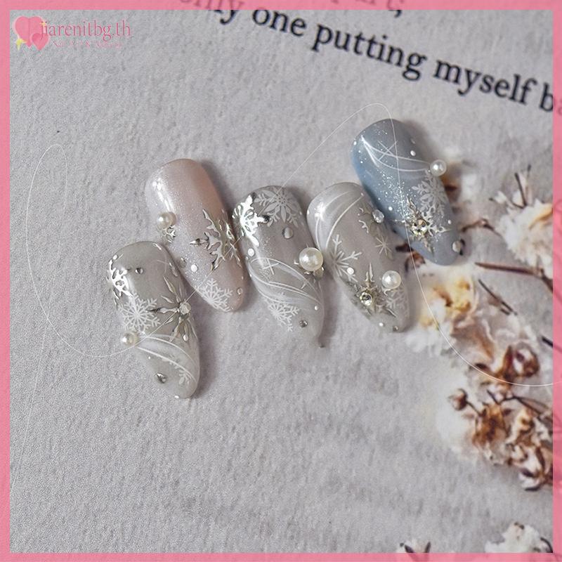 RENBG ฤดูหนาวเกล็ดหิมะคริสต์มาสสติกเกอร์เล็บ 5D Rhinestone เงานูนบรรเทากาวเล็บ Charm ตกแต่งเล็บสติกเกอร์ TH