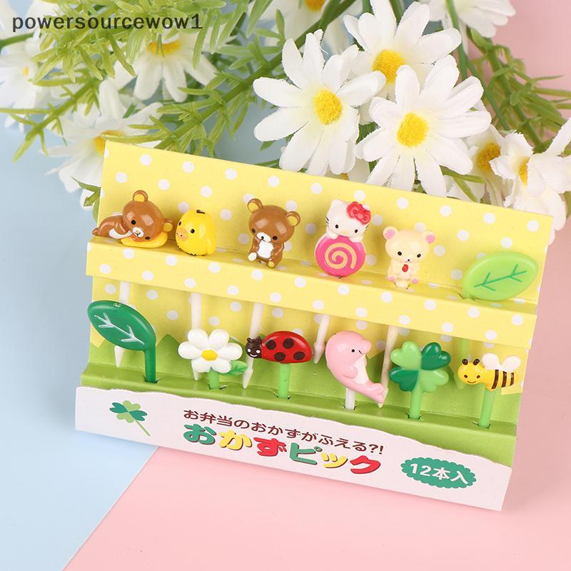 WOW 12 ชิ้นผลไม้เลือกไม้จิ้มฟันปาร์ตี้ตกแต่งสัตว์การ์ตูนอาหารส้อมผลไม้ TH