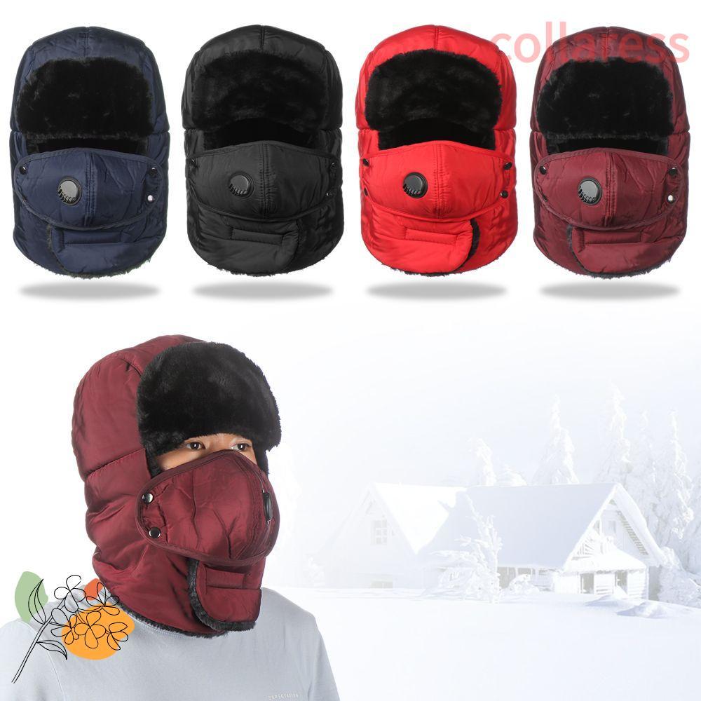COLLARESS Traper Hat ผู้ชายผู้หญิง Ushanka Cotton Winter Bomber Hat