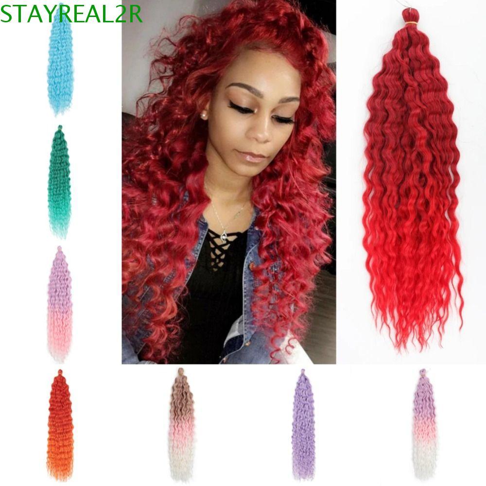 STAYREAL2R Braiding Hair Extension, Afro Curly Hair Deep Wave Twist โครเชต์ผม, ยาว Ombre Water Wave 